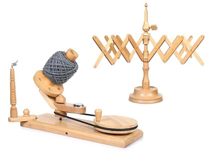 Wooden Yarn Ball Winder & Table Top Swift Set