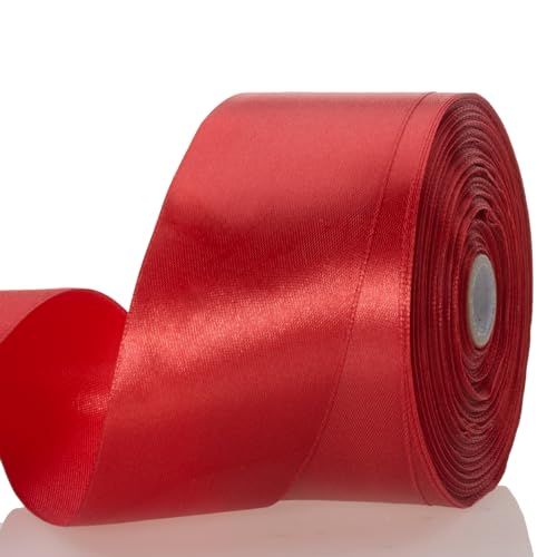2 Inch Red Solid Satin Ribbon for Gift Wrapping