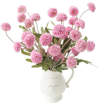 6pcs Fuchsia Pink Faux Silk Mums Artificial Flowers (6 Count)