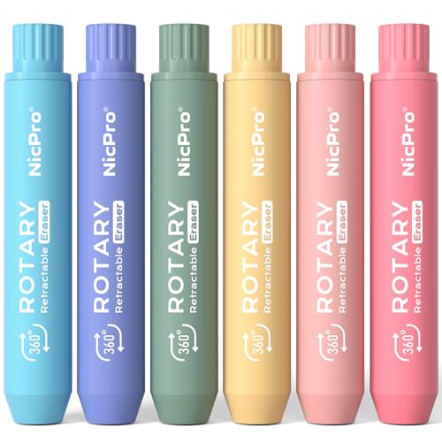 6 Pack Rotary Retractable Erasers (6 Count)