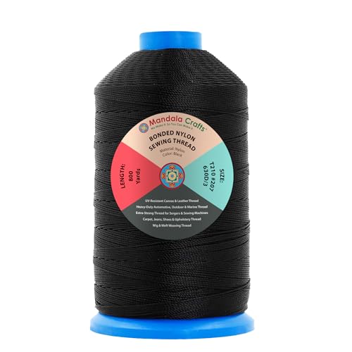 Size 207 630D T210 Black Bonded Nylon Thread