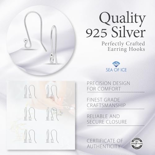 925 Sterling Silver Ear Wires Ball End French Earring Hooks for Drop Dangle Earrings Jewellery Making