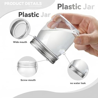 8 oz Plastic Mason Jars and Clear Plastic Jars with Lids 8 oz (8 Count)