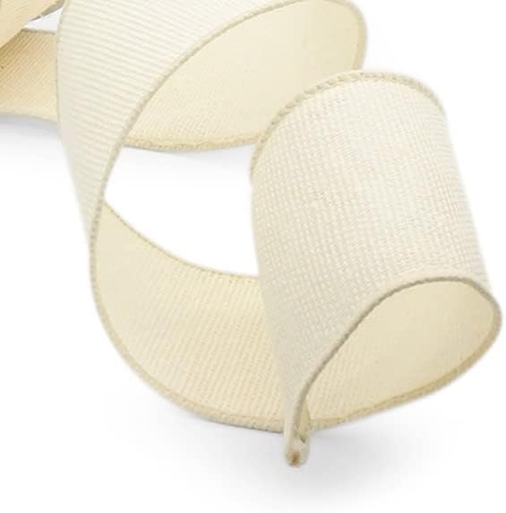 CT CRAFT LLC Ivory Canvas Wired Ribbon 2.5 Inch x 10 Yards for Christmas Home Decor Tree Topper Bow Gift Wrapping DIY Crafts Wreath Garland Easter Holiday - Crafty Corner