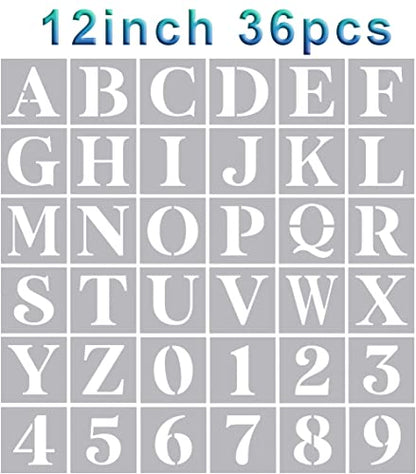 Letter Stencils for Painting 12" Alphabet Stencils (36 Count)