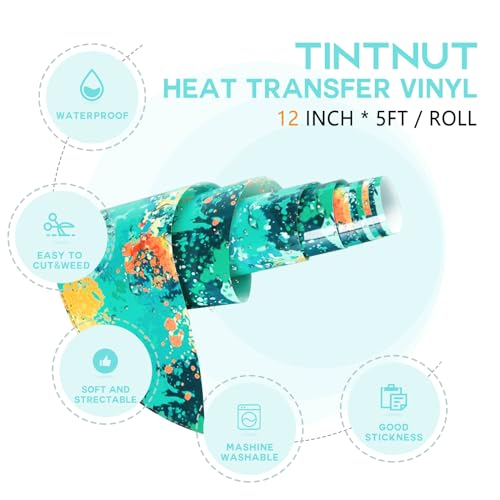 Teal Splash Heat Transfer Vinyl Roll
