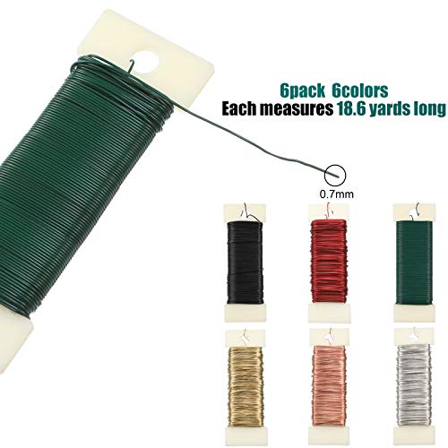 6 Rolls 112 Yards Floral Flexible Paddle Wire Floral Bind Wire for Crafts (6 Count)