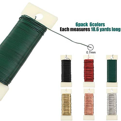 6 Rolls 112 Yards Floral Flexible Paddle Wire Floral Bind Wire for Crafts (6 Count)