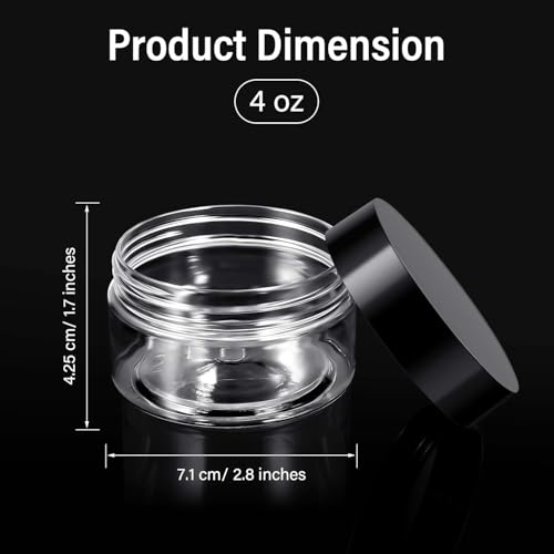 12 Pack 4 oz Plastic Container Jars with Lids Round Clear Travel Cosmetic Container Slime Jars for Toiletries (12 Count)