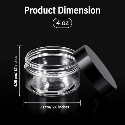 12 Pack 4 oz Plastic Container Jars with Lids Round Clear Travel Cosmetic Container Slime Jars for Toiletries (12 Count)