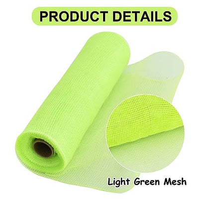 2 Rolls 10 Inch Light Green Decorative Mesh Ribbbon Rolls (60 Foot)