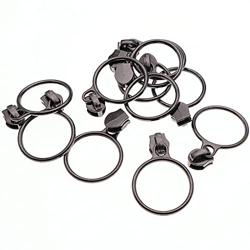 5 Black Nickel Metallic Nylon Coil Teeth Zippers by the Yard Bulk 10 Yards Black Zipper Tape with 25pcs Black Nickel Ring Pull Sliders for DIY Sewing Tailor Craft Bag