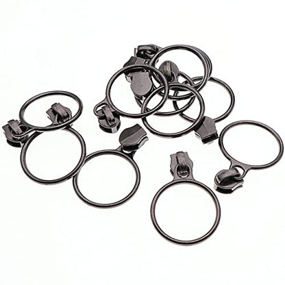 5 Black Nickel Metallic Nylon Coil Teeth Zippers by the Yard Bulk 10 Yards Black Zipper Tape with 25pcs Black Nickel Ring Pull Sliders for DIY Sewing Tailor Craft Bag