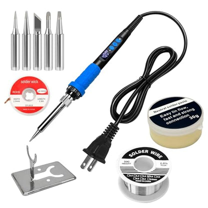 909A 90W Blue Soldering Iron Kit with LED Display & Ceramic Heater
