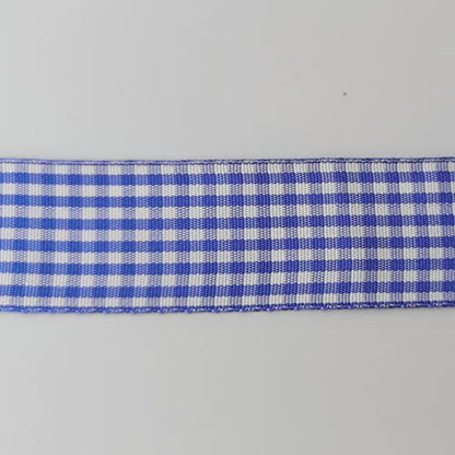 Blue and White Gingham Ribbon Plaid Ribbon 25 Yards Each Roll 100% Polyester