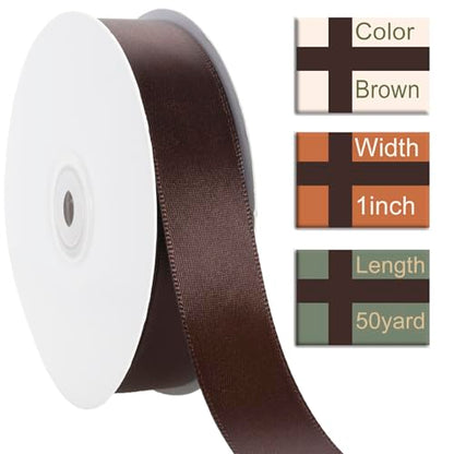 1 Inch Brown Ribbon 50Yards