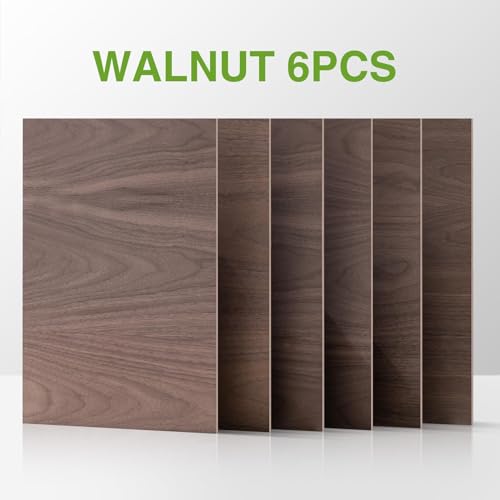 6-Pack 1/8" Walnut Plywood Sheets - 12 x 16 x 1/8 Inch - 3mm Laser Wood Sheets for Laser Cutting, Engraving & Wood Burning (Pyrography) (6 Count)