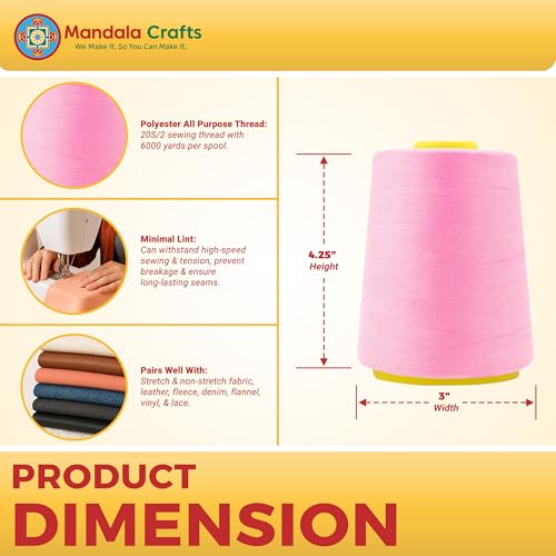20S 2 Pastel Polyester 5 Pack of Serger Threads Cones (5 Count)