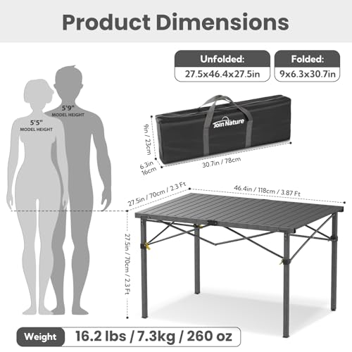 46.4" Large Camping Table for 2