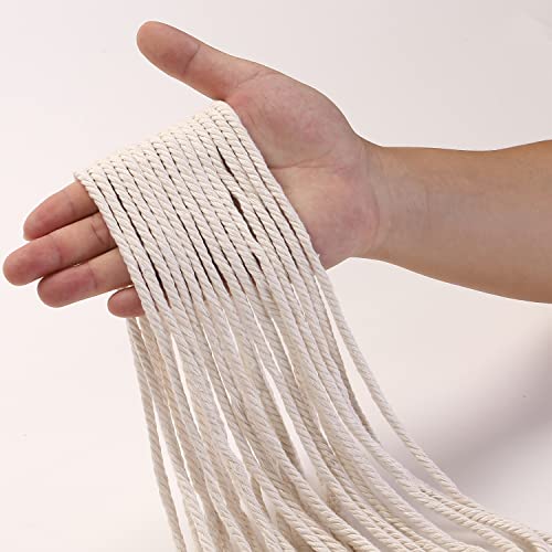 Macrame Cord 4mm x 328yards Natural Macrame Cotton Rope Colored Macrame Rope Soft Cotton Cord Macrame Supplies Craft Rope Macrame Yarn for Plant Hanger Wall Hanger Dreamcatcher