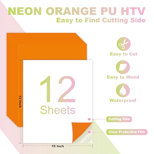 Neon Orange PU Heat Transfer Vinyl (12 Count)