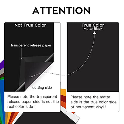 Matte Black Permanent Vinyl 12 Pack 12"x12" Compatible with Cricut