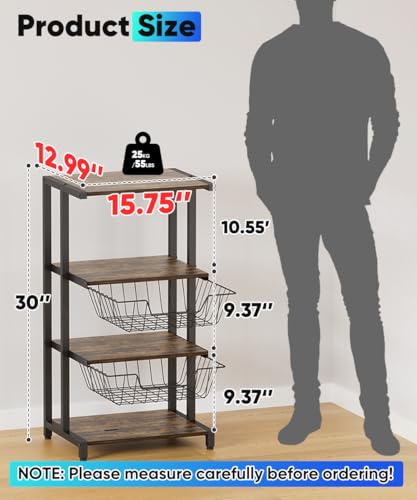 Media Stand with Two Detachable Baskets (4 Count)