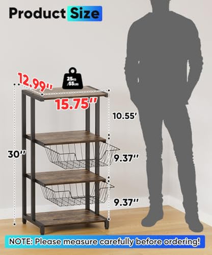 Media Stand with Two Detachable Baskets (4 Count)