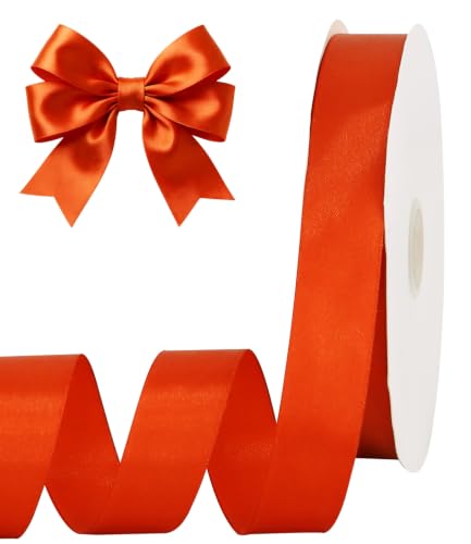 1 Inch x 100yds Rust Satin Ribbon for Crafts