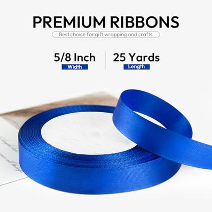 5 8 Inch 25 Yards Satin Ribbon Royal Blue (75 Foot)