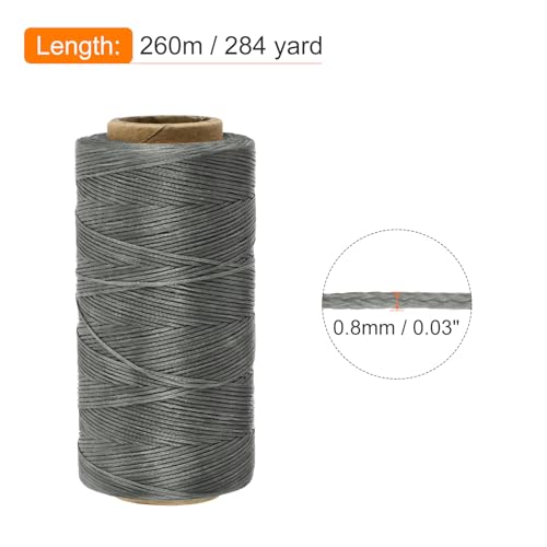 Waxed Thread 284 Yard 0.8mm 150D Flat Wax Thread Polyester Waxed String for Leather Sewing Hand Weaving Book Binding Home Decoration