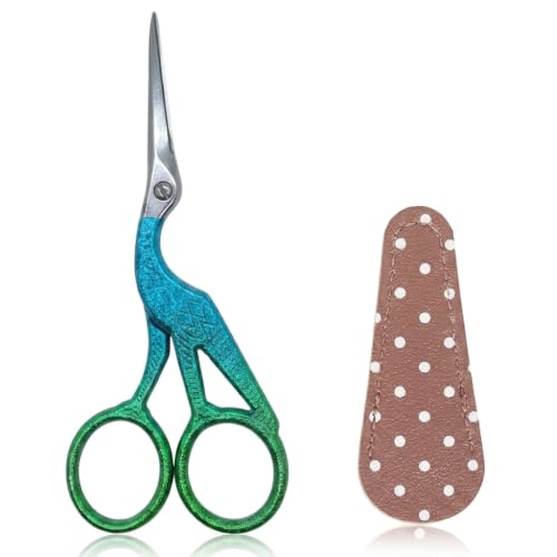 4.5Inch Stainless Steel Sharp Tip Scissors with Leather Cover