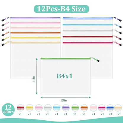 12pcs Mesh Zipper Pouch Bags (9 Count)