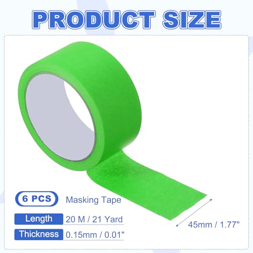 Masking Tape 1.8 Inch x 21 Yard Painter's Tape Green Paint Tapes for DIY Crafts Arts Drawing Decoration Labeling Car Painting Artist Teachers