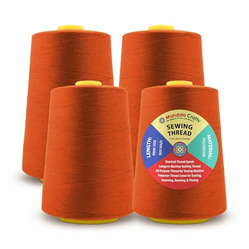 20S 2 Burnt Orange Polyester 4 Pack of Serger Threads Cones (24000 Foot)