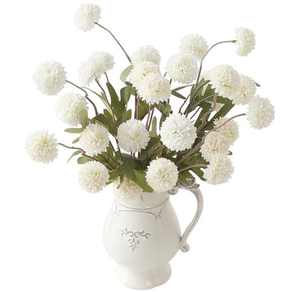 6pcs Ivory Faux Silk Mums Artificial Flowers (6 Count)