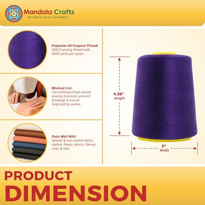 40S 2 Purple Polyester 4 Pack of Serger Threads Cones (72000 Foot )