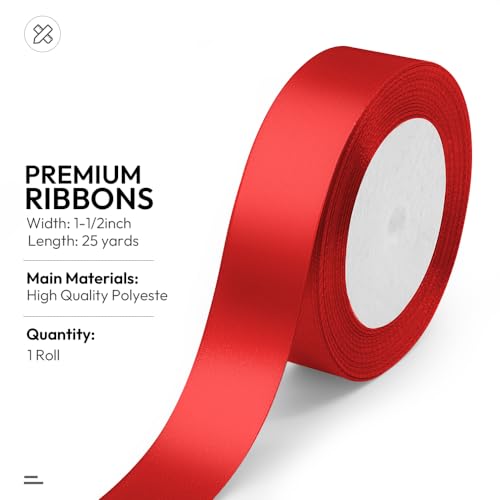 1" x 25 Yards Red Satin Ribbon Crafts Gift Wrapping