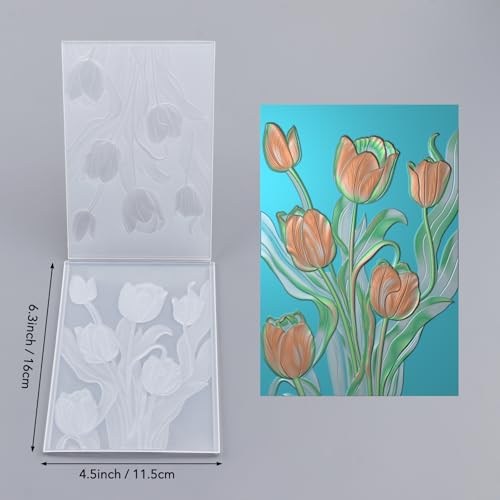 3D Flowers Theme Plastic Embossing Folders Tulip for DIY Scrapbooking Photo Album Card Paper Craft Decoration for Card Making