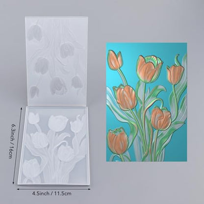 3D Flowers Theme Plastic Embossing Folders Tulip for DIY Scrapbooking Photo Album Card Paper Craft Decoration for Card Making