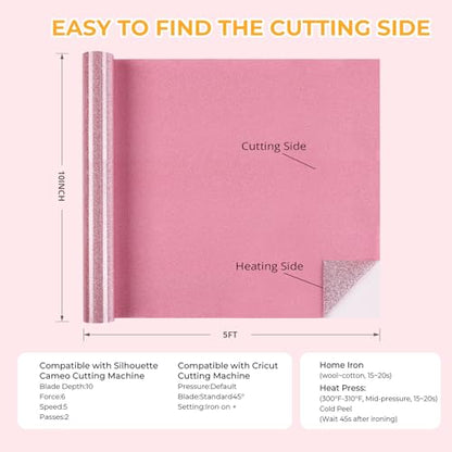 Pink Glitter HTV Vinyl