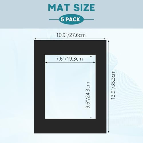 11x14 Black Picture Mats with Core Bevel Cut Frame Mattes for 8x10 Pictures