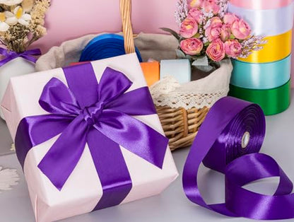 1 1 2 Inch Purple Solid Satin Ribbon for Gift Wrapping (150 Foot)