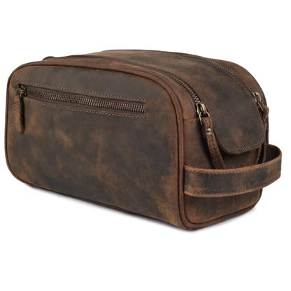 Genuine Leather Toiletry Travel Bag With Waterproof Lining