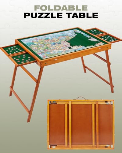 1500 Piece Wooden Jigsaw Puzzle Table with Drawers and Cover