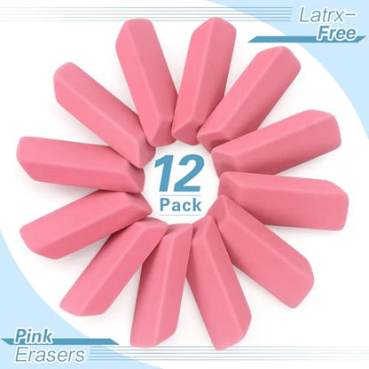 12 Pack Pink Erasers (12 Count)