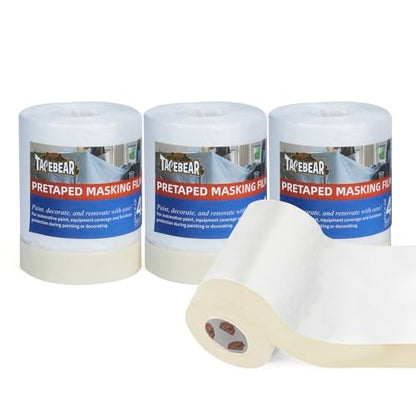 Pre Taped Masking Film Extra Thick Plastic Cover 22" x 90' (4 Count)