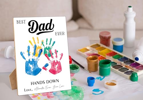 Best Dad Ever DIY Handprint Art Wooden Making Sign