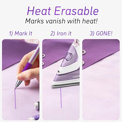 4x Tailors Chalk + Heat Erasable Fabric Marking Pens for Sewing (16 Count)