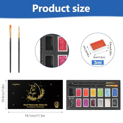 Mini Glitter Watercolor Paint Set with Paper (12 Count)